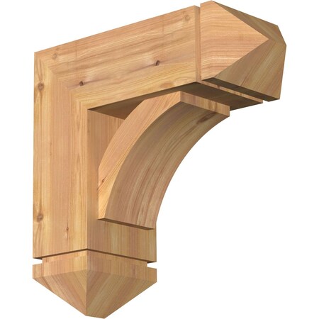 Ekena Millwork Thorton Arts and Crafts Smooth Bracket w/ Offset Brace, Western Red Cedar, 7 1/2"W x 20"D x 20"H BKT0806X20X20THR03SWR